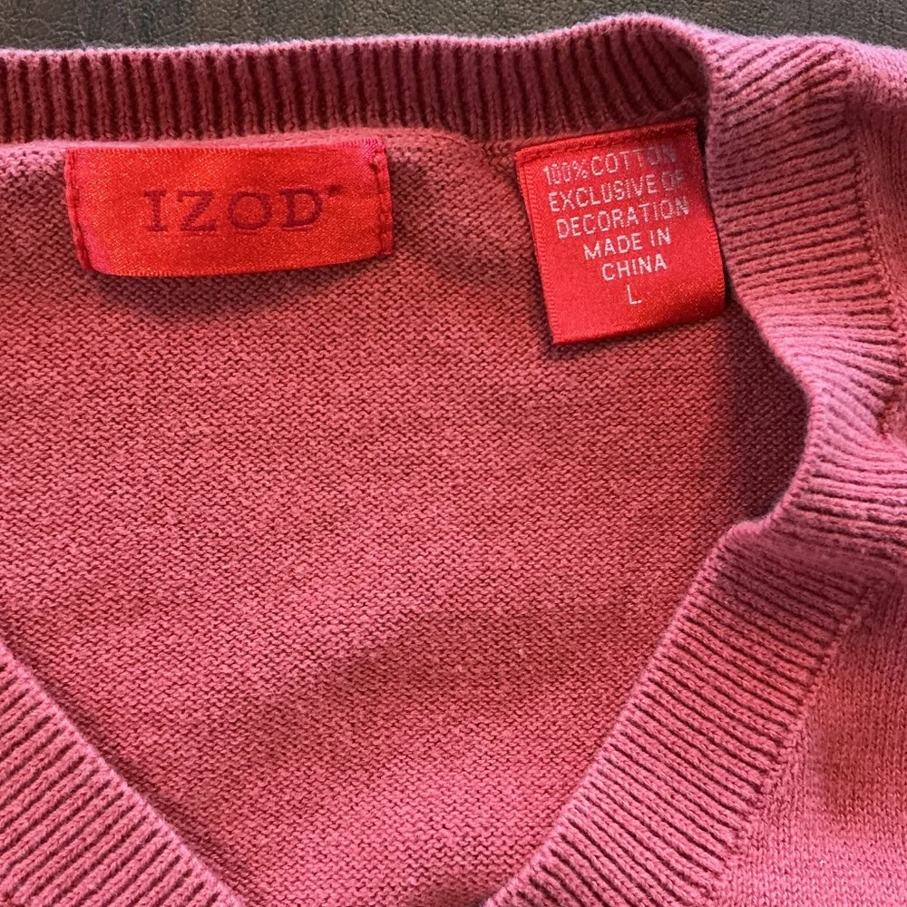 Vintage IZOD Lacoste Sweater Mens Large Grandpa V Neck Cotton Made in USA 80s‎